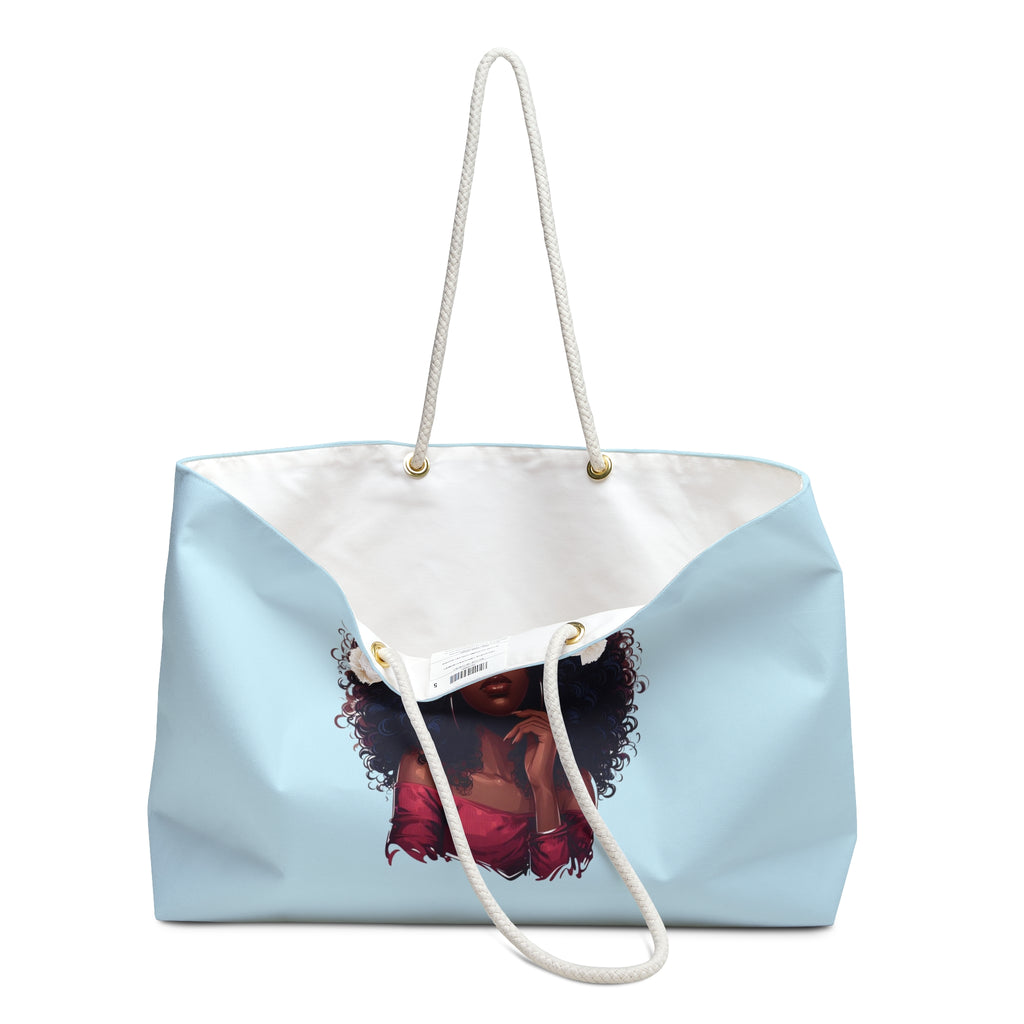 Soft Blue Black Women Division Supply Co Weekender Bag — Soft Blue Travel Tote