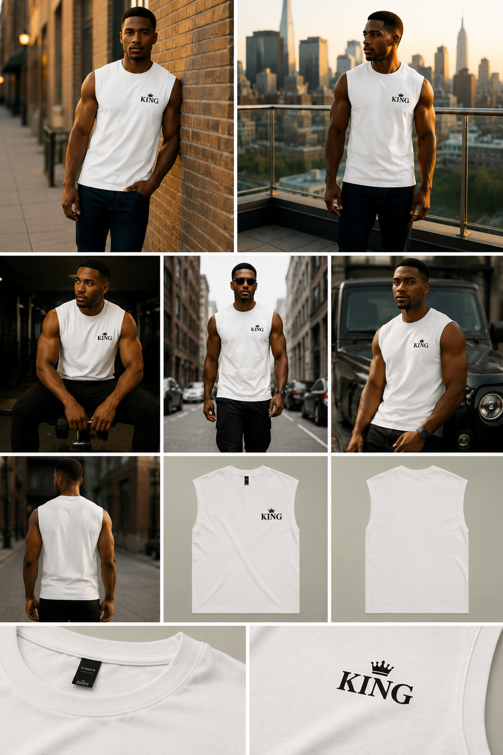 King Graphic Tank Top — Men's Crown 'KING' Vintage-Faded Muscle Tee